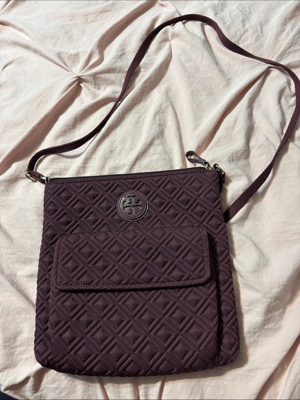 Tory Burch Quilted Crossbody in Plum